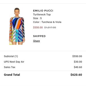 Emilio Pucci Blue and Orange Graphic Fitted Blouse